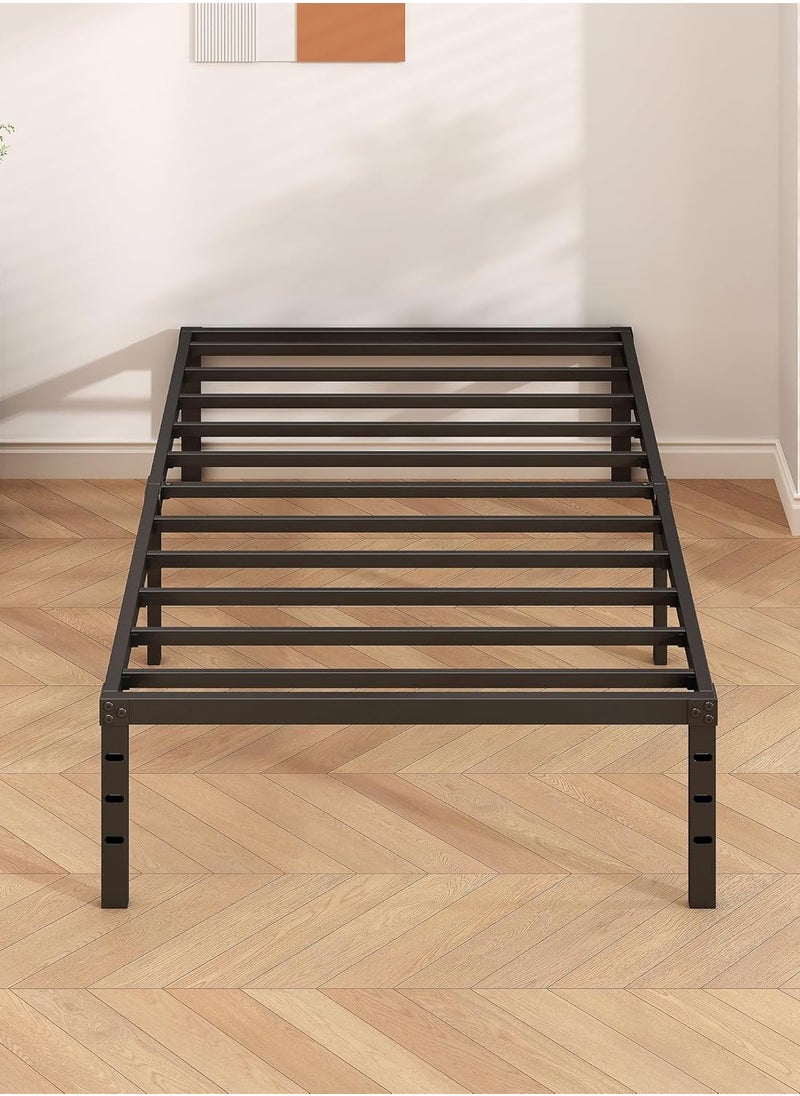 Metal Platform Bed Frame, No Box Spring Required, Single Bed, With Heavy Duty Strong Support Slats, Easy to Assemble, Black 95*189*45CM
