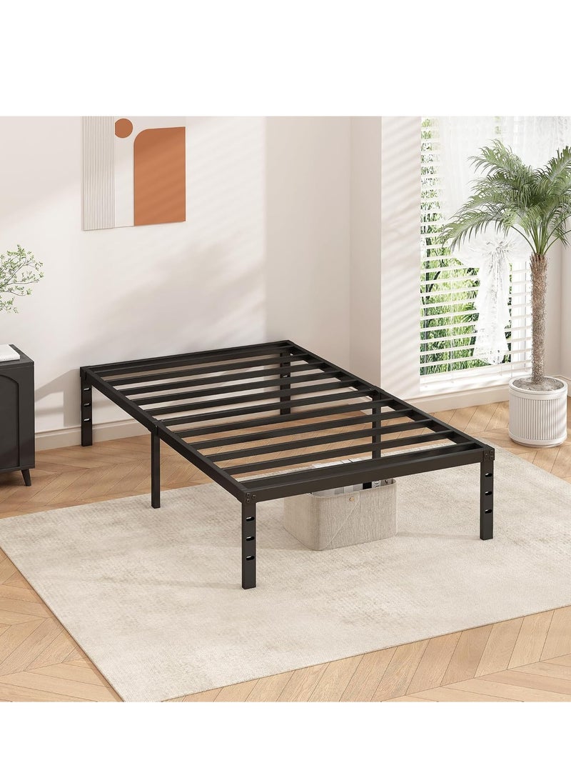 Metal Platform Bed Frame, No Box Spring Required, Single Bed, With Heavy Duty Strong Support Slats, Easy to Assemble, Black 95*189*45CM