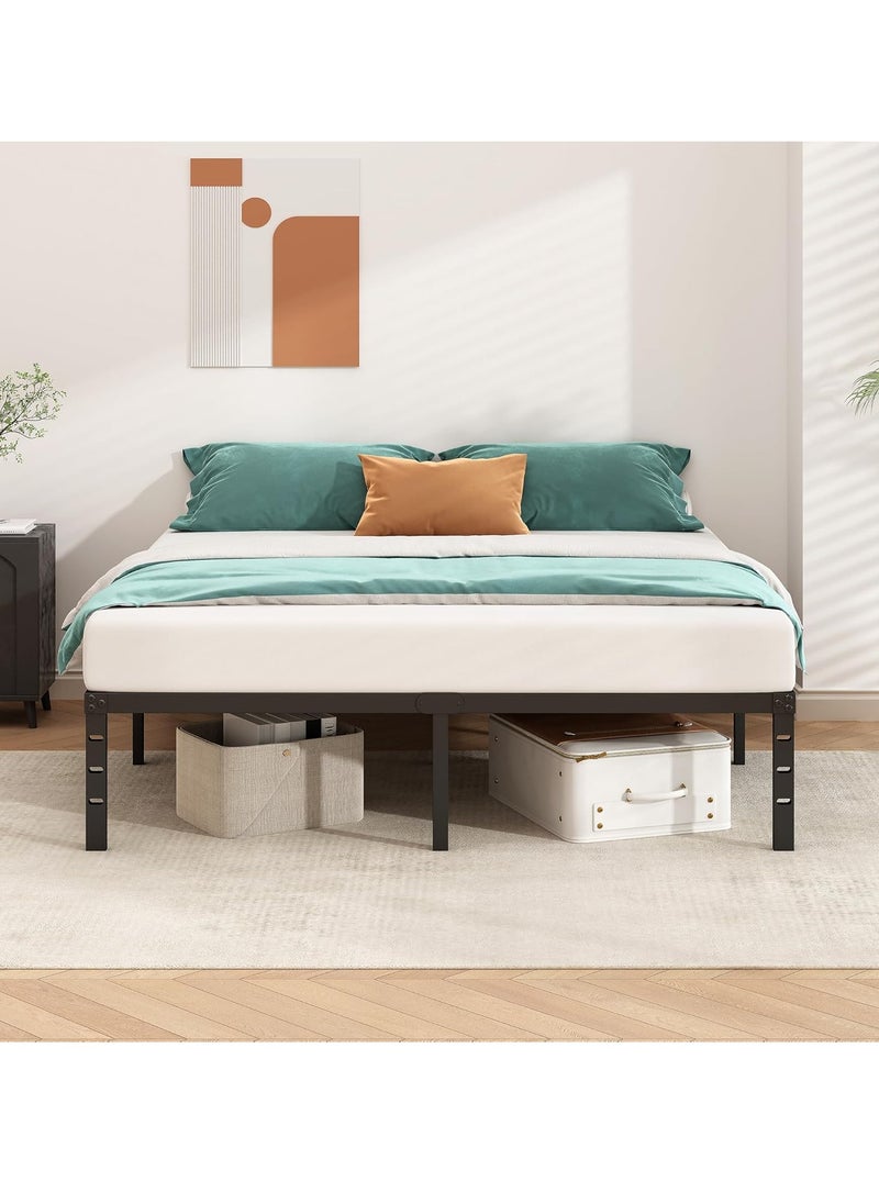 Metal Platform Bed Frame, No Box Spring Required, Single Bed, With Heavy Duty Strong Support Slats, Easy to Assemble, Black 95*189*45CM
