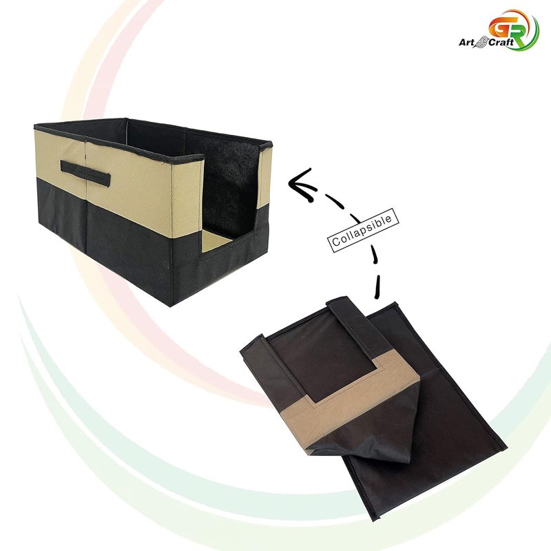 GR Art&Craft GR ArtCraft Organize Your Space Non Woven Shirt Stacker Shirt Organizer Wardrobe Organizer PACK OF 4 BEIGE BLACK DESIGN 2 - Image 4