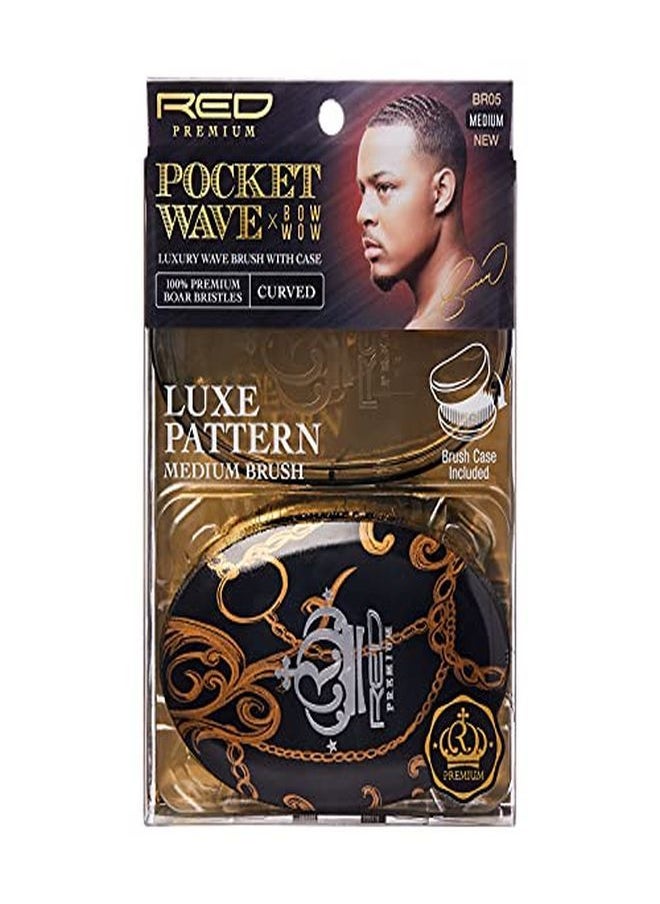Red by Kiss Premium Pocket Wave X Bow Wow Curved Palm Boar Brush With Case (Medium Bristles)  - Image 1