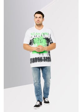 DIESEL Men Crew Neck Short Sleeves Graphic Print T-Shirt, White/Black  - Image 4