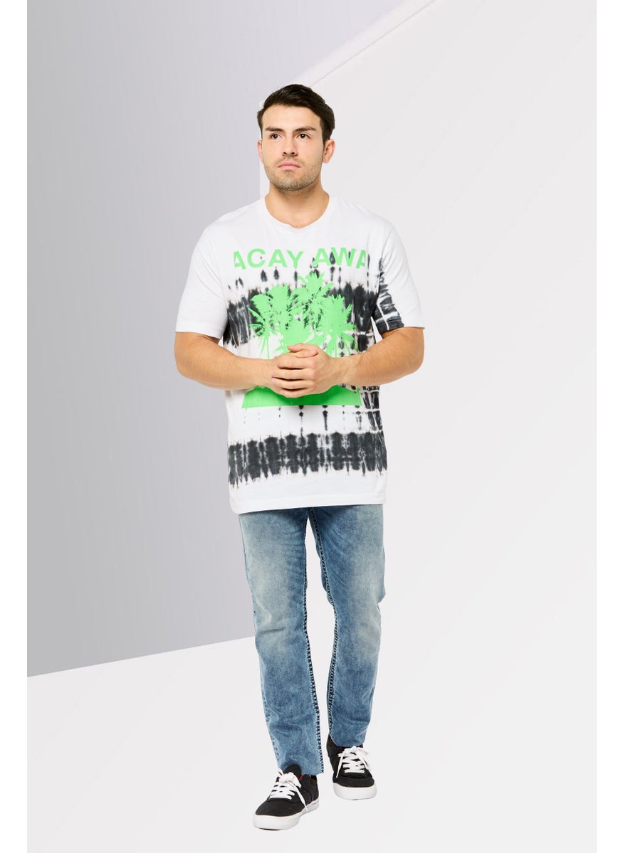 DIESEL Men Crew Neck Short Sleeves Graphic Print T-Shirt, White/Black  - Image 4