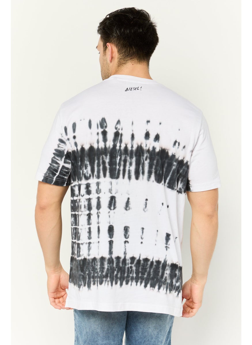 DIESEL Men Crew Neck Short Sleeves Graphic Print T-Shirt, White/Black  - Image 3