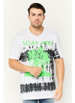 DIESEL Men Crew Neck Short Sleeves Graphic Print T-Shirt, White/Black  - Image 1