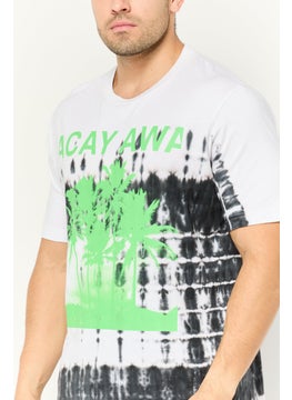 DIESEL Men Crew Neck Short Sleeves Graphic Print T-Shirt, White/Black  - Image 2