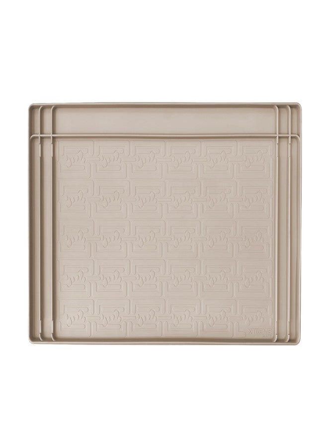 XTREME MATS Trimmable Rubber Under Sink Cabinet Mat - Ultimate Waterproof Protection for Kitchen or Bathroom Cabinets with Patented Overflow Channels (Beige) - Image 2