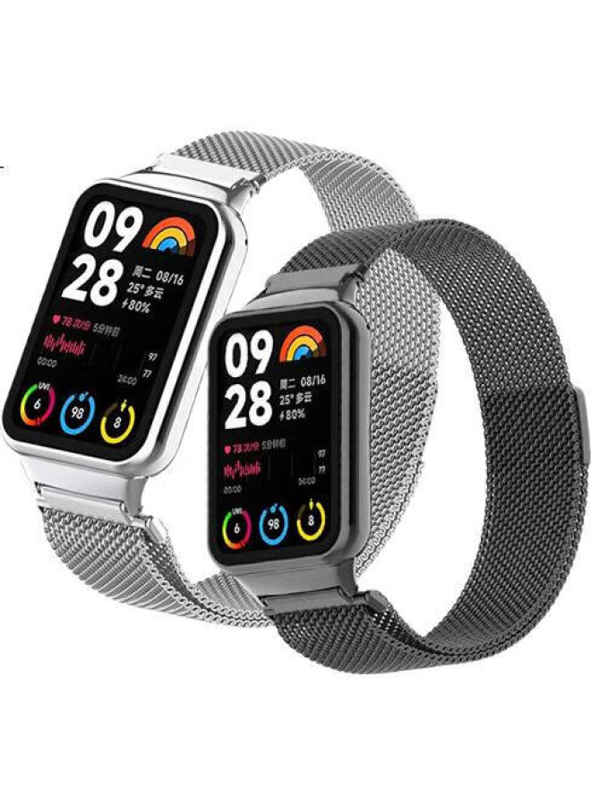 CHENSONG Compatible With Xiaomi Mi Band 7 Pro Wristband, Xiaomi Mi Band 7 Pro Strap, Metal Magnetic Detachable Milanese Replacement Band, Smart Band Accessory, Silver - Image 3