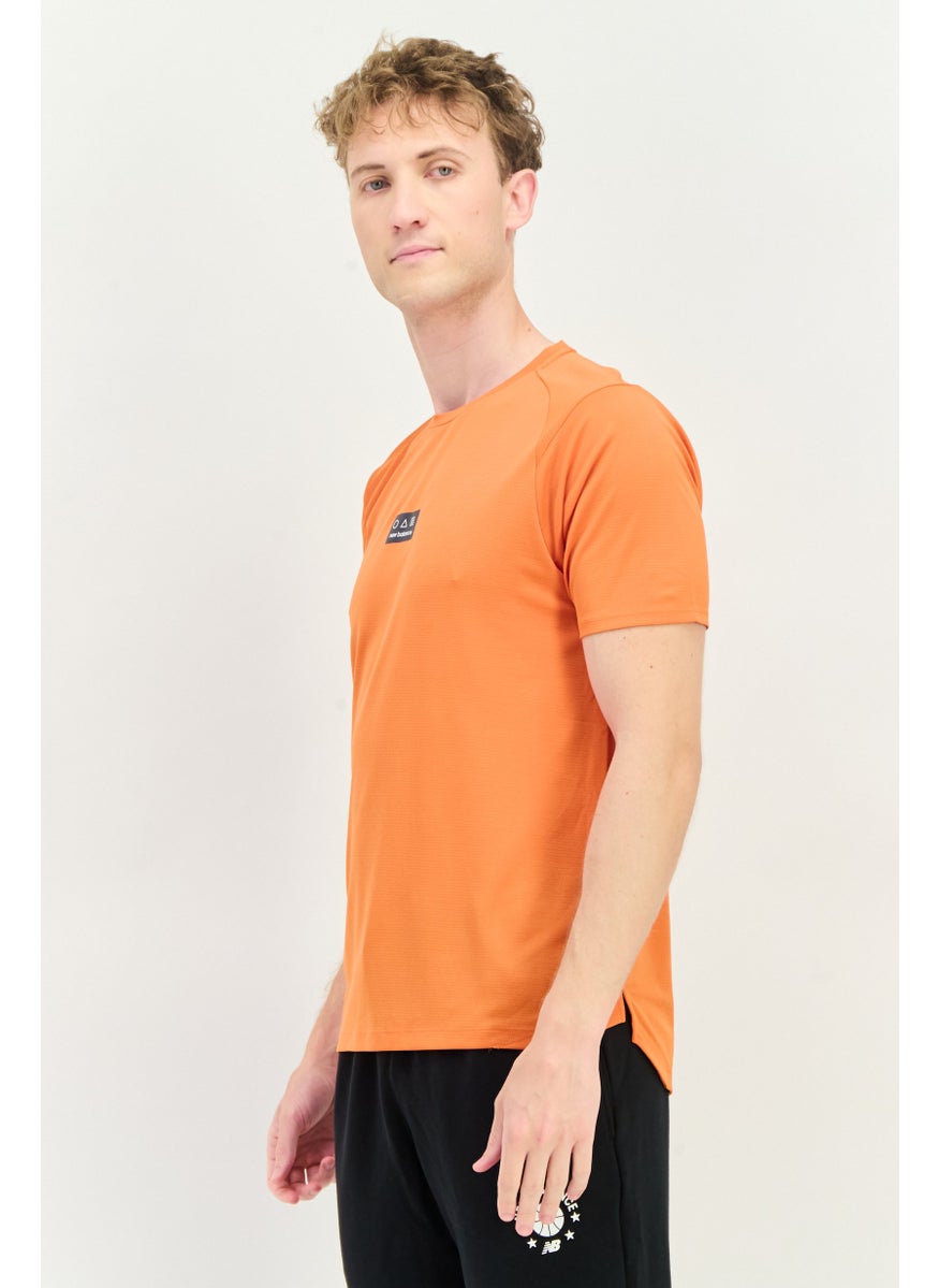 New Balance Men Athletic Fit Short Sleeves Running T-Shirt, Orange  - Image 3