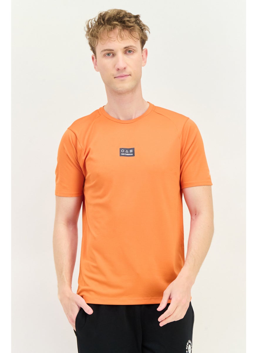 New Balance Men Athletic Fit Short Sleeves Running T-Shirt, Orange  - Image 1