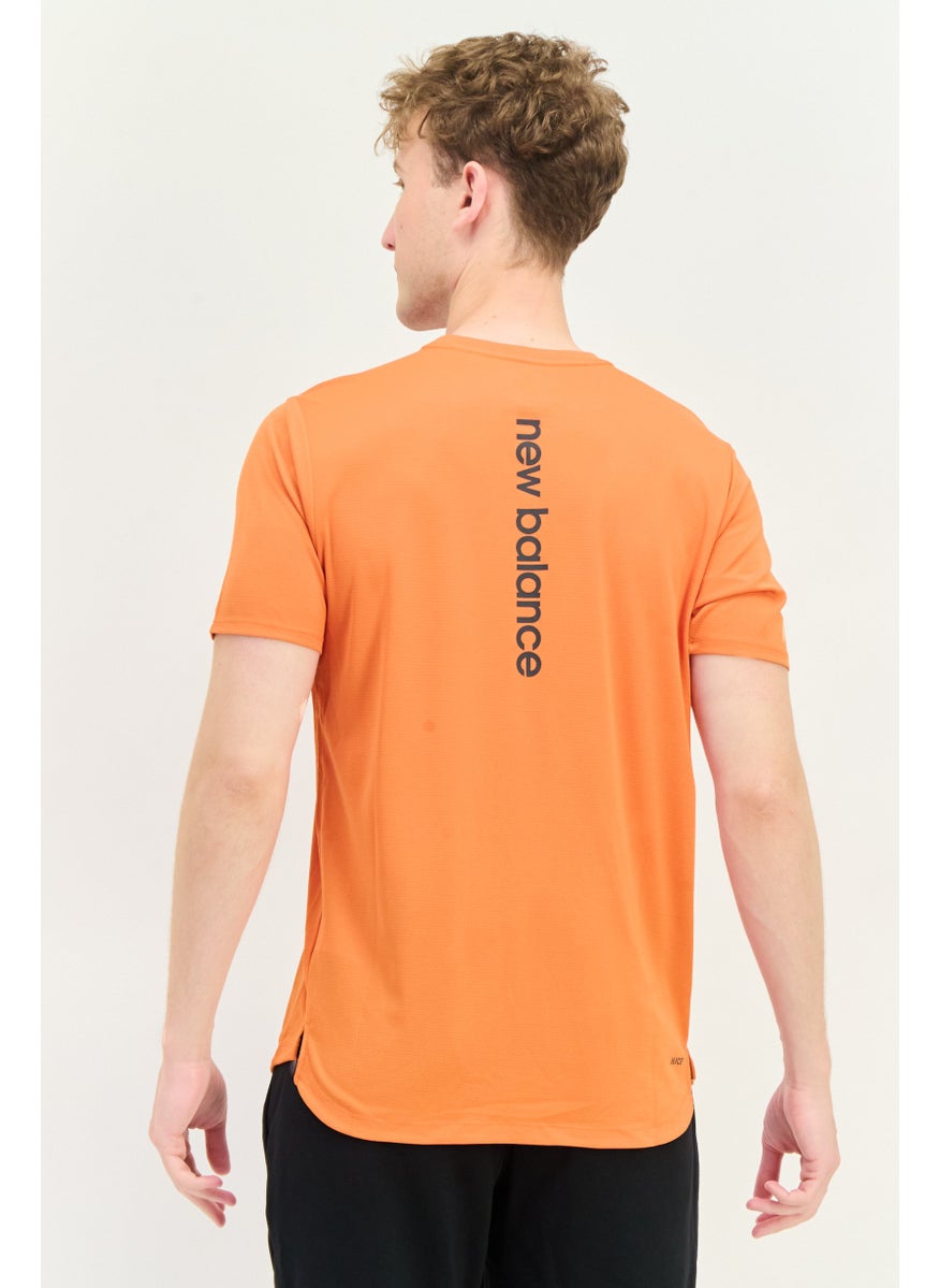 New Balance Men Athletic Fit Short Sleeves Running T-Shirt, Orange  - Image 4