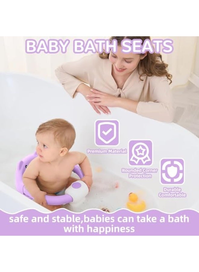كرسي استحمام للأطفال من يو هوم، مناسب للأعمار من 6 أشهر فما فوق، كرسي مضاد للانزلاق مع 4 أكواب شفط وسادة ناعمة للاستحمام، مقعد استحمام للأطفال الجالسين، كرسي حمام للأطفال (لون بنفسجي) - Image 3
