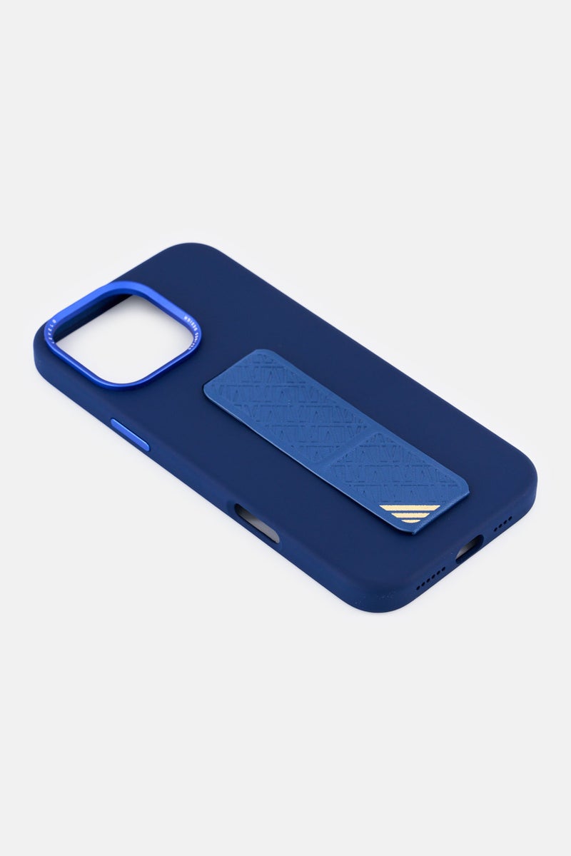 LEVELO iPhone 16 Pro Max Morphix Silicone Case With Leather Grip, Navy - Image 4
