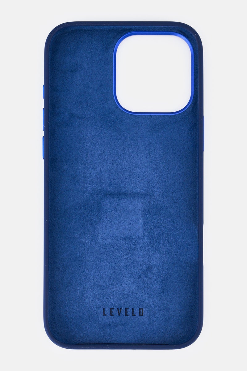 LEVELO iPhone 16 Pro Max Morphix Silicone Case With Leather Grip, Navy - Image 3
