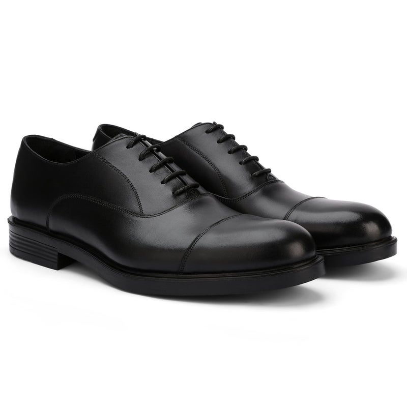 Brio Regal Black Leather Dress Shoes - Black