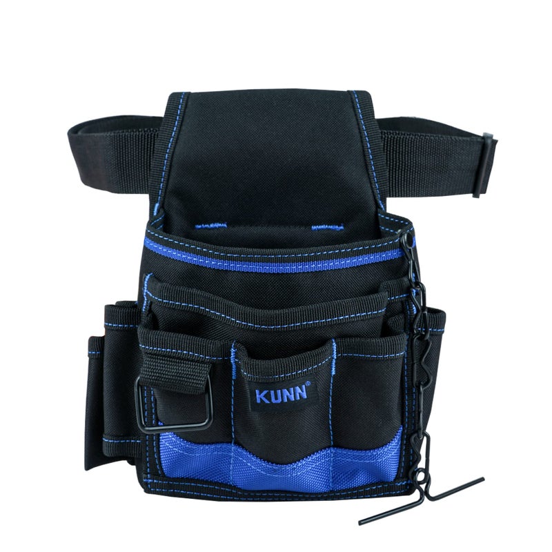 KUNN Mini Electrician Tool Pouch Pro Maintenance Tool Pouch Belt with 13 Pockets and Loops for Tool OrganizationStorageBlue