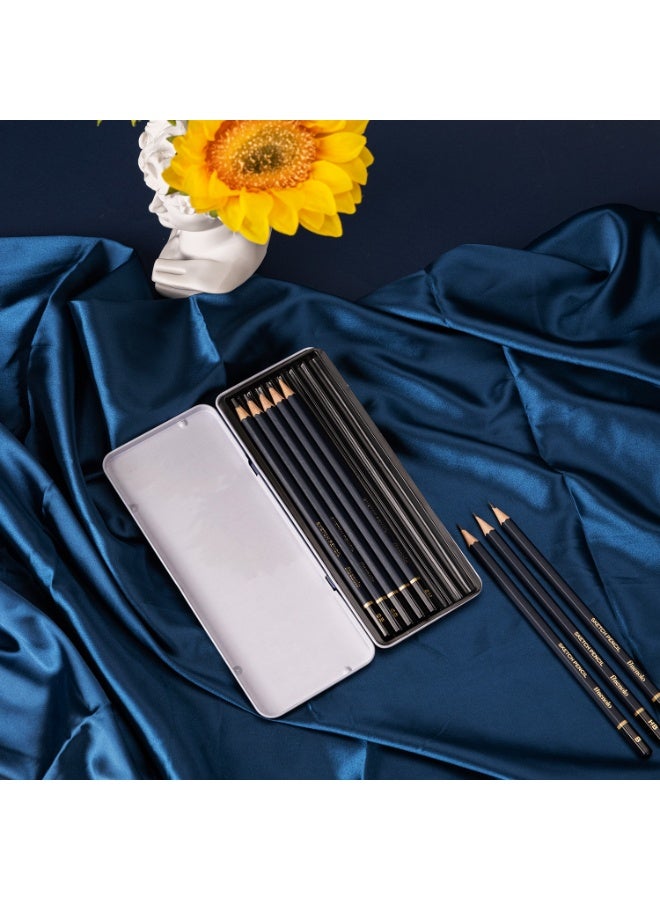 Deli EC26 Sketching Pencil Set 鈥?8 Pcs (2H to 8B), Black, Versatile for Drawing & Shading - Image 3