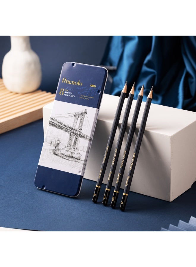 Deli EC26 Sketching Pencil Set 鈥?8 Pcs (2H to 8B), Black, Versatile for Drawing & Shading - Image 4