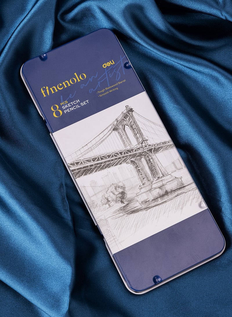 Deli EC26 Sketching Pencil Set 鈥?8 Pcs (2H to 8B), Black, Versatile for Drawing & Shading - Image 2