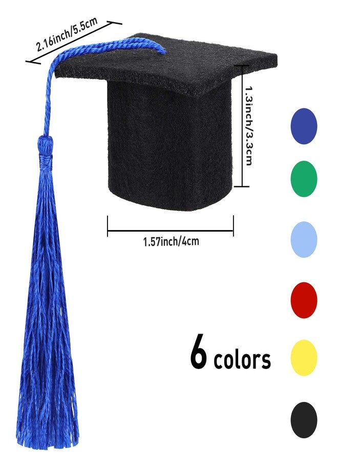 meekoo 12 Pieces 2026 Mini Graduation Cap Mini Graduation Hat with Tassel Small Black Grad Cap Bottle Topper for Party Supply - Image 2