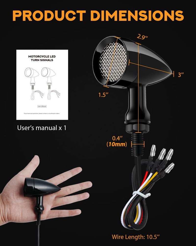 PBYMT 2PCS Motorcycle Bullet 24 LEDs Rear Turn Signals Red Yellow Tail Lights SMD Blinkers Indicator - Image 4