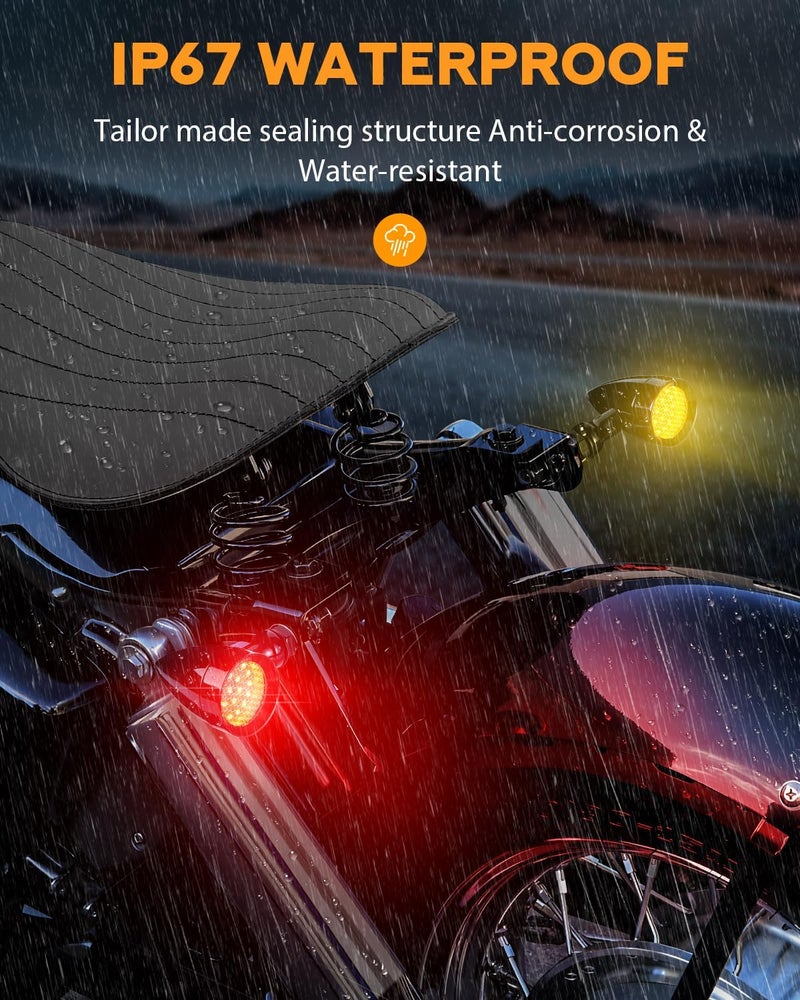 PBYMT 2PCS Motorcycle Bullet 24 LEDs Rear Turn Signals Red Yellow Tail Lights SMD Blinkers Indicator - Image 3