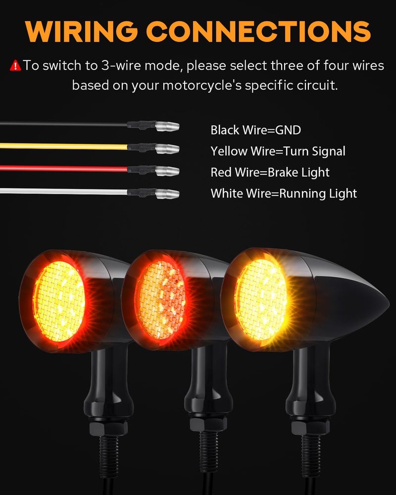PBYMT 2PCS Motorcycle Bullet 24 LEDs Rear Turn Signals Red Yellow Tail Lights SMD Blinkers Indicator - Image 5