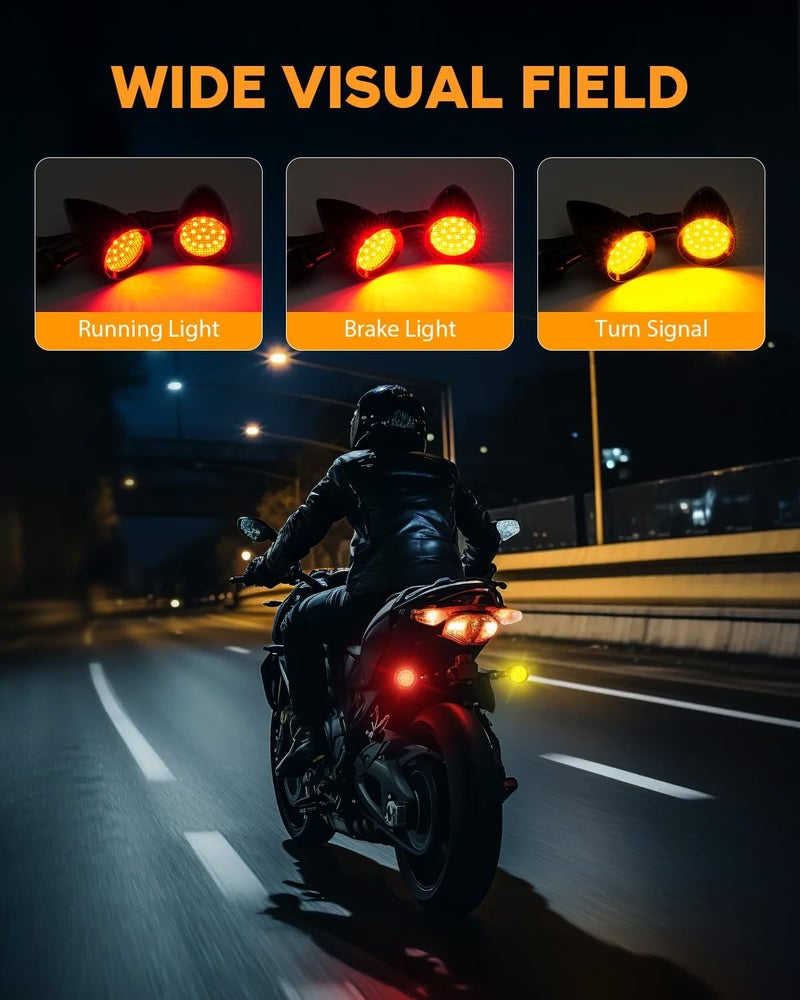 PBYMT 2PCS Motorcycle Bullet 24 LEDs Rear Turn Signals Red Yellow Tail Lights SMD Blinkers Indicator - Image 2