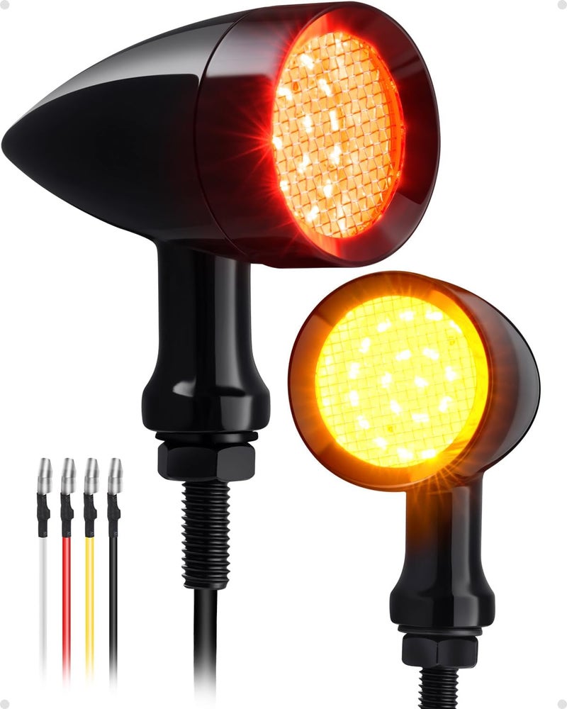 PBYMT 2PCS Motorcycle Bullet 24 LEDs Rear Turn Signals Red Yellow Tail Lights SMD Blinkers Indicator - Image 1