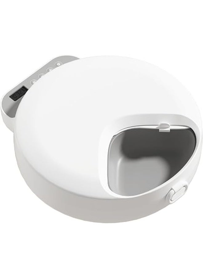 Four-Meal Automatic Pet Wet Food Feeder, White, 360 Days Endurance, Easy Clean Design