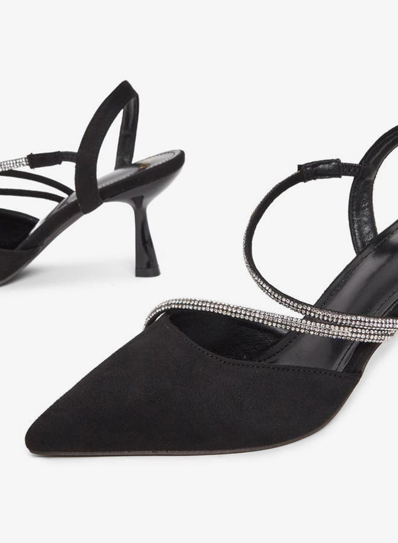 Styli Embellished Asymmetric Strap Pumps - Image 3