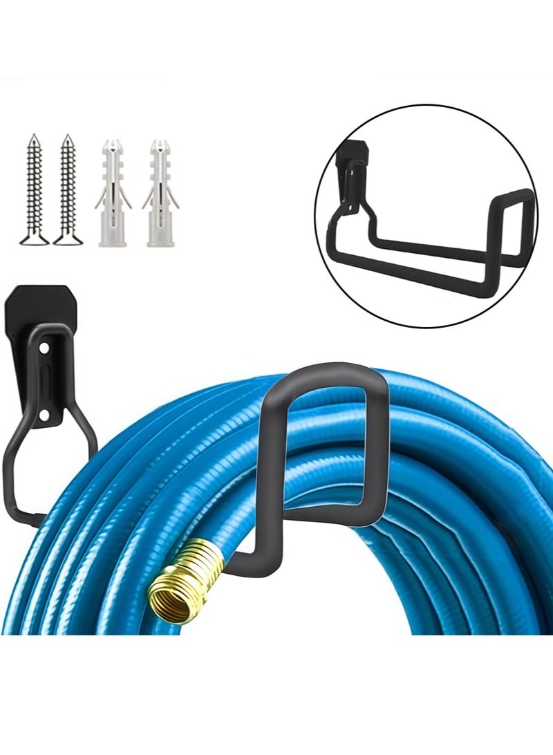 Leon Home 2-hole metal garden hose holder, heavy duty hose hanger wall mount water pipe holder for outdoor yard, durable hose hook, perfect for water pipes, extension cords, bicycles, iron climbing frames  - Image 1