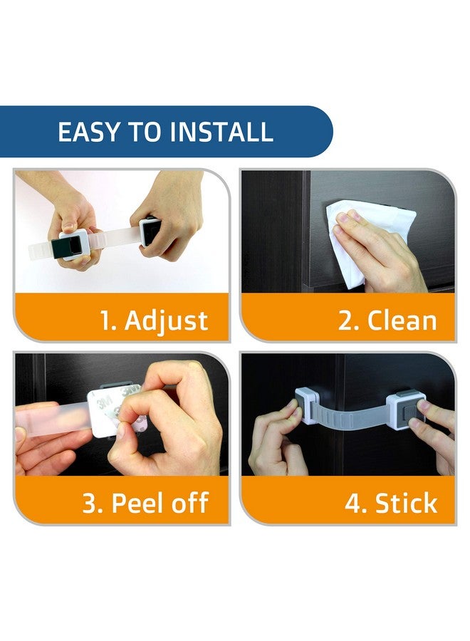 Wappa Baby New Version Child Safety Locks (4-Pack) Baby Proof Cabinets, Drawers With Easy Adjustable Strap Length, Double Lock Option, Easier Latch For Adults To Open. Secure Oven, Refrigerator, Toilet, Doors - Image 4