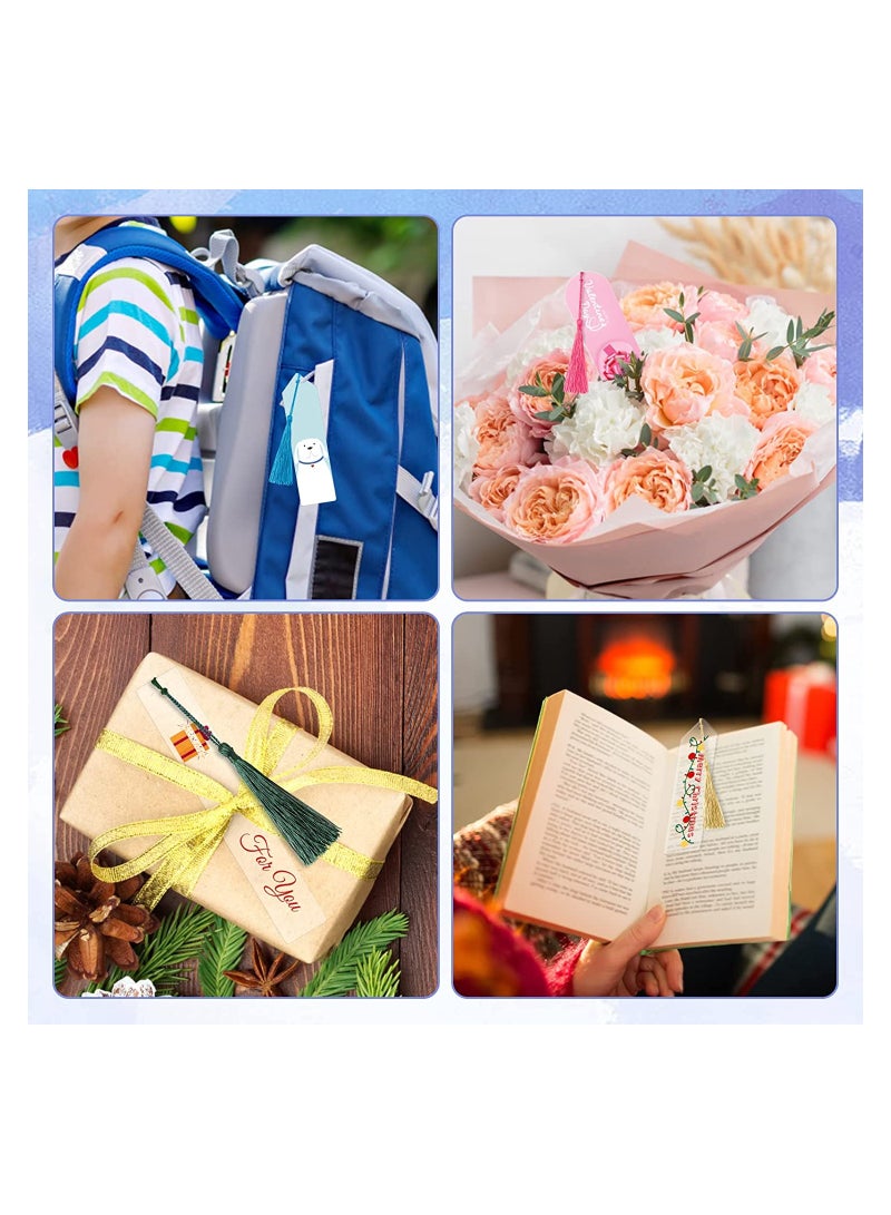 KASTWAVE Acrylic Bookmarks Blanks Bulk, 30 Pieces Clear Bookmark Clear Plastic Set for DIY Projects and Present Tag (3 Shape of Bookmarks and 6 Color Tassels) - Image 4