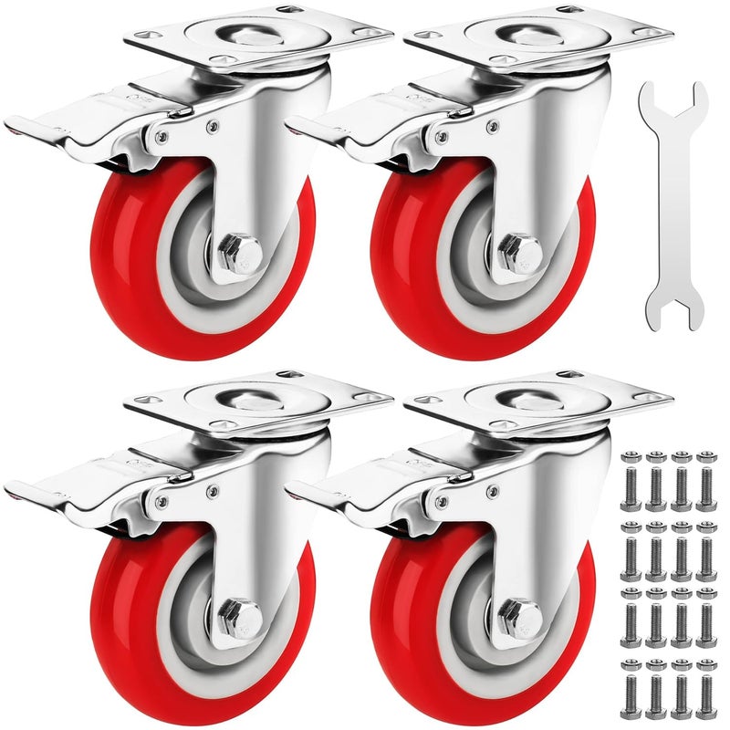 4 Caster Wheels Outstanding Casters Set of 4 Heavy Duty Silent Industrial Casters Locking Casters Wheels for Furniture Castor Wheels for Cart Workbench