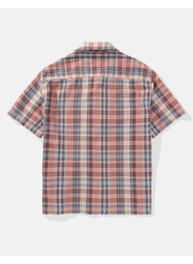 American Eagle - Checked Plaid Button-Up Poolside Shirt - Image 1