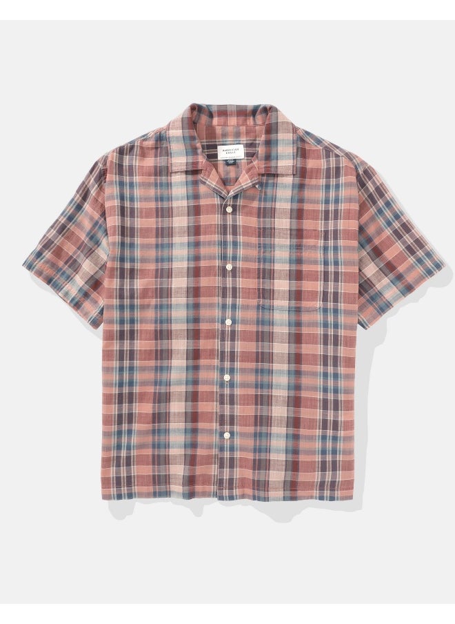 American Eagle - Checked Plaid Button-Up Poolside Shirt - Image 1