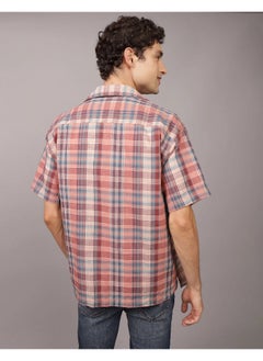 American Eagle Checked Plaid Button-Up Poolside Shirt  - Image 3