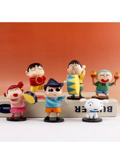 Blue Aura Blue Aura Shinchan Action Figures Set of 6 Toys Figurines PVC Multicolour Height -6cm to 7.5cm | Shinchan Friends Dancing  - Image 2