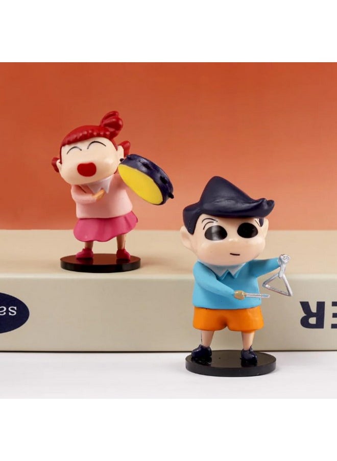 Blue Aura - Blue Aura Shinchan Action Figures Set of 6 Toys Figurines PVC Multicolour Height -6cm to 7.5cm | Shinchan Friends Dancing - Image 1
