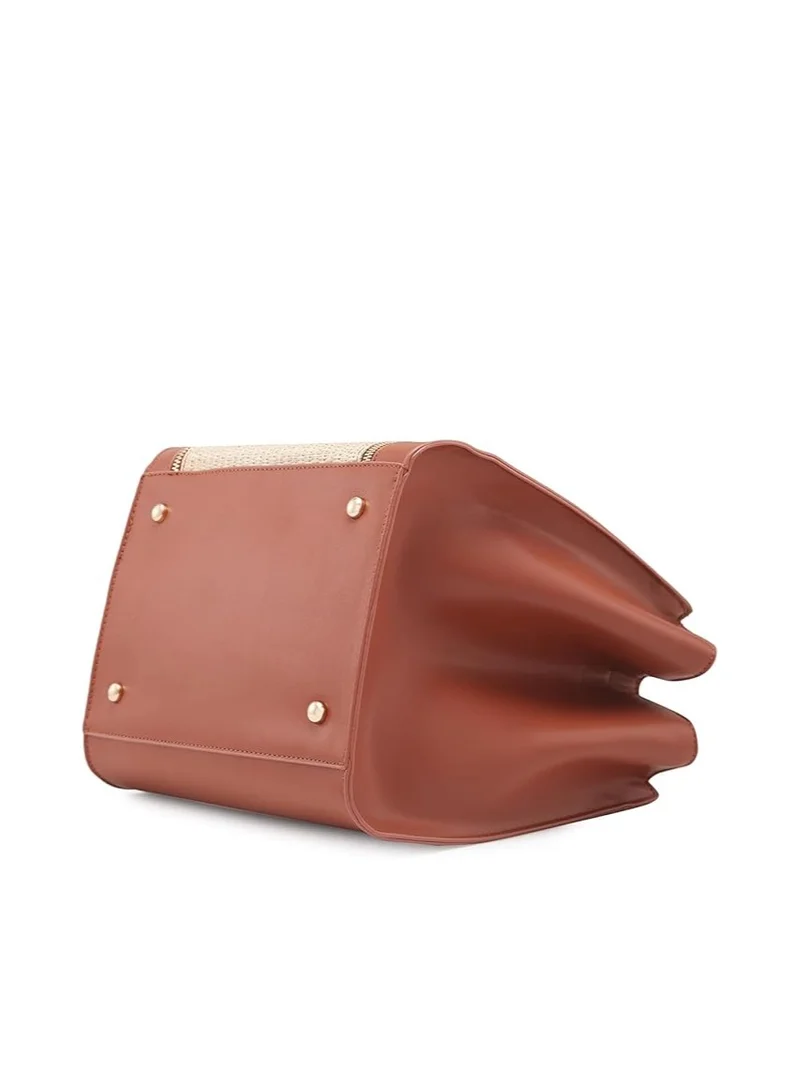 CAPRESE Caprese Georgia Satchel, Brown-Medium | Self-Designed Handbag for Women with Secure Top Zip | Perfect for Casual & Daily Use