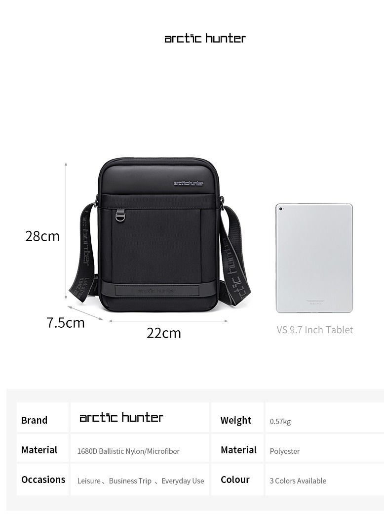 ARCTIC HUNTER Sling Bag for Men Water Resistant Anti Theft Crossbody Daypack Bag for Travel Office Business K00162 Black  - Image 5