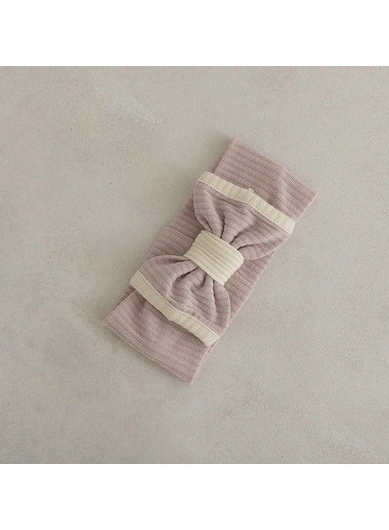 Baby Soft Breathable Cotton Short-Sleeved T-Shirt + Shorts Split + Hairband purple pink Three-Piece Set - Image 3