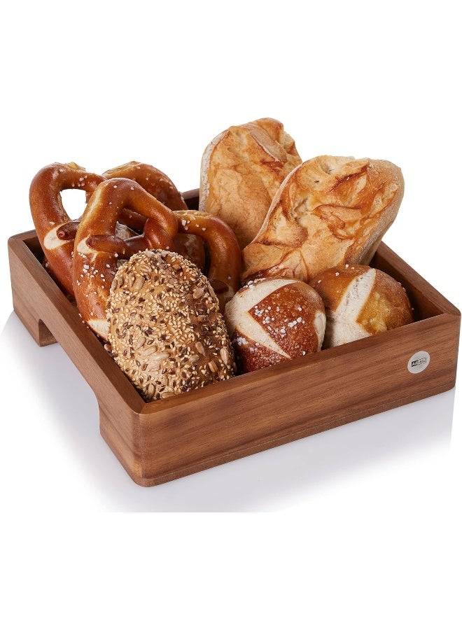 AdHoc ST26 Serving Platter Tray for Dishes, Drinks, Snacks with Handle Serve Square Rectangular Acacia Wood/Walnut - Image 2