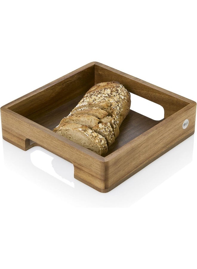 AdHoc ST26 Serving Platter Tray for Dishes, Drinks, Snacks with Handle Serve Square Rectangular Acacia Wood/Walnut - Image 4