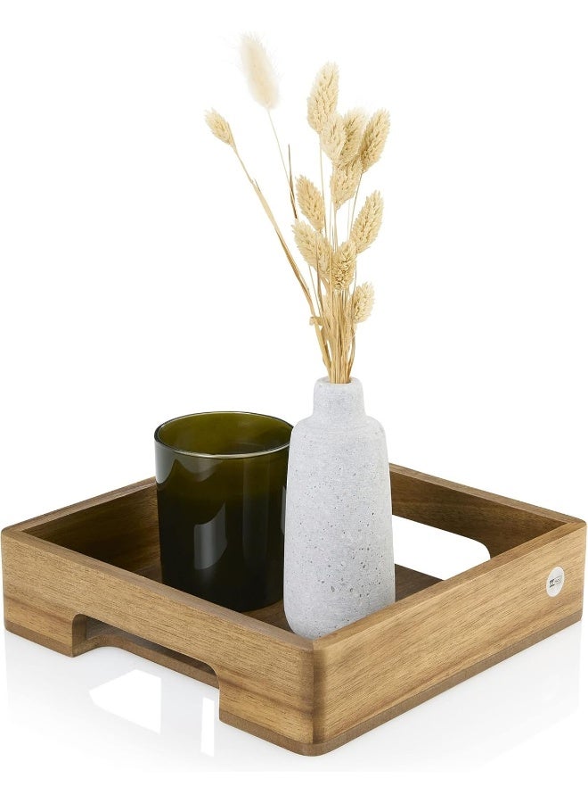 AdHoc ST26 Serving Platter Tray for Dishes, Drinks, Snacks with Handle Serve Square Rectangular Acacia Wood/Walnut - Image 3