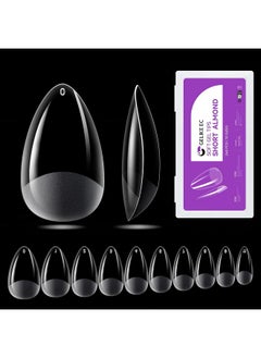 gelike ec Gelike ec Short Almond Nail Tips: 240PCS Soft Gel Tips for Almond Shaped Full Cover Gel X Nail Tips Pre Etched - PMMA Resin Clear False Nails 10 Sizes  - Image 1
