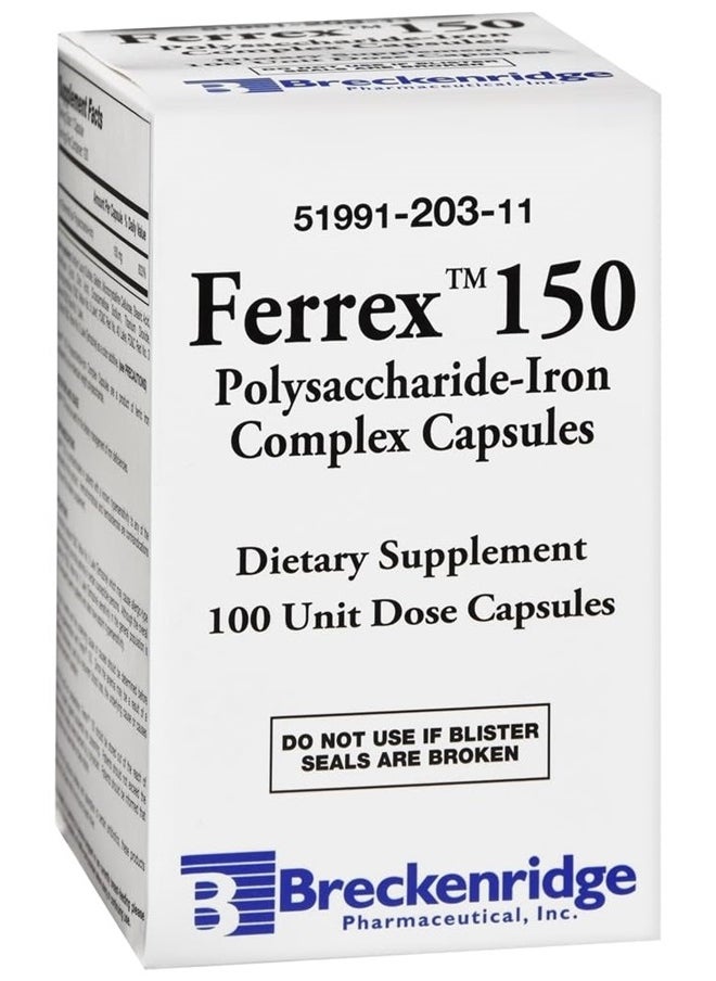 Aonxoier - Ferrex 150 Polysaccharide Iron Complex Capsules by Breckenridge - 100 Ea - Image 1