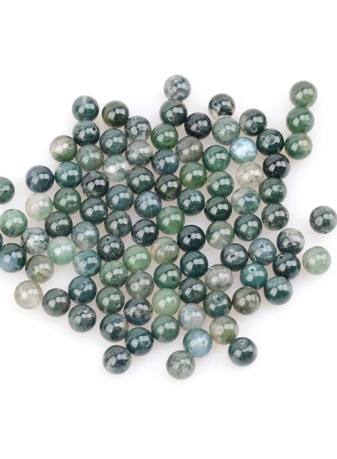 100 قطعة 8 مللي متر الطحلب الطبيعي العقيق الخرز الأحجار الكريمة الخرز المستديرة فضفاض لصنع المجوهرات مع الحبل تمتد الكريستال