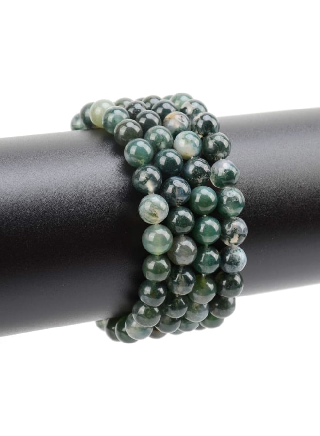 100 قطعة 8 مللي متر الطحلب الطبيعي العقيق الخرز الأحجار الكريمة الخرز المستديرة فضفاض لصنع المجوهرات مع الحبل تمتد الكريستال